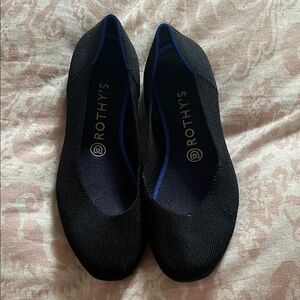 Rothy's Black Flats with Blue Trim